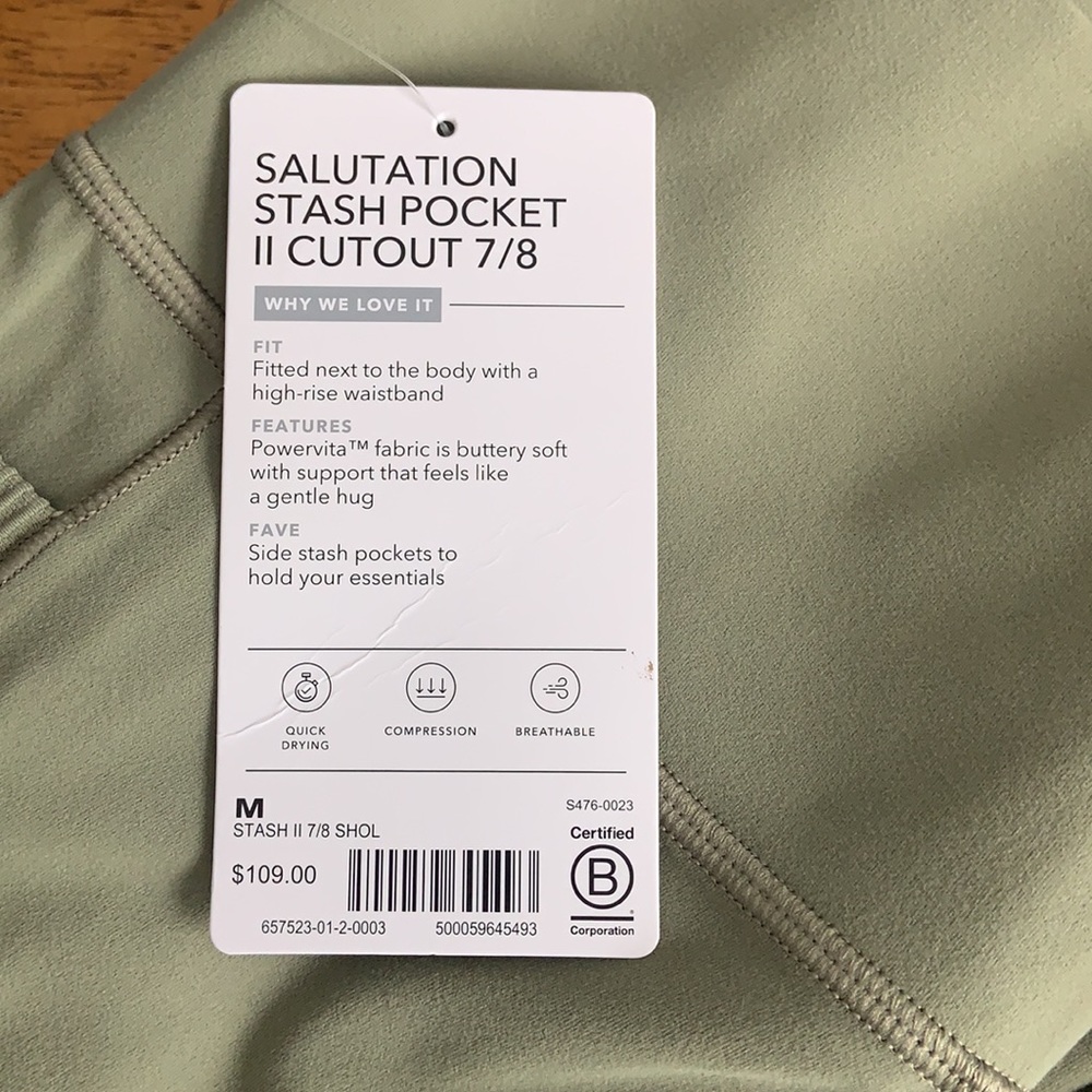 ATHLETA Salutation Stash Pocket II Cutout 7/8 NWT - Picture 4 of 4
